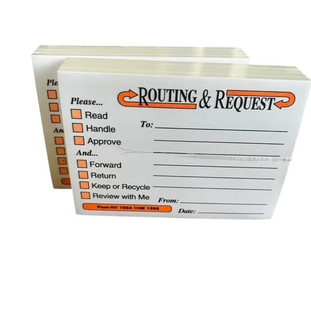 Post-It Routing Request Pads Set of 2 New Sealed Vintage